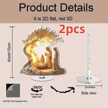 Dwuwymiarowa, płaska, elegancka dekoracja biurka w stylu chrześcijańskim z podstawą – materiał akrylowy, klasyczna tabliczka ekspozycyjna do domu i biura, świetny pomysł na prezent na Boże Narodzenie, Nowy Rok, Święto Dziękczynienia - Wielokolorowe - Zobacz 16