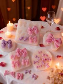 Valentine's Day Mini Bow Silicone Mold For Clay & Plaster, Wax Crafting And Resin Casting Tool, Bowknot, Dropping, Valentine's Day Theme - White - View 2