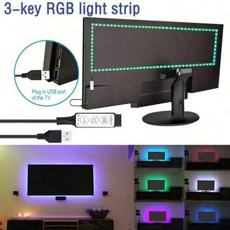 RGB 3535 LED Lichtstreifen, 3-Tasten Fernbedienung, 5V USB flexibler Lichtstreifen, für TV Hintergrundbeleuchtung, Raumdekoration und Nachtlicht