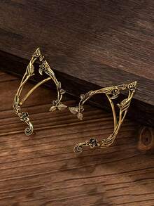 1 Pair Vintage Rose Fairy Clip-On Earrings, Lightweight And Ethereal, Perfect For Parties, Cosplay, Daily Wear, And Fairy-Themed Outfits, Ideal For Party Accessories, Bridal Wedding Earrings, Handmade, Also An Ideal Holiday Gift - Multicolor - View 7