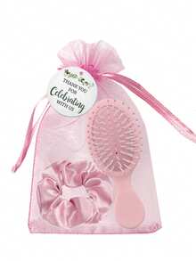 Brodark 4/24 قطعة من أربطة الشعر الوردية، كيس سحاب وبطاقات شكر، مناسبة لهدايا العروس والوصيفات وحفلات الخطوبة وعيد الميلاد والعام الجديد