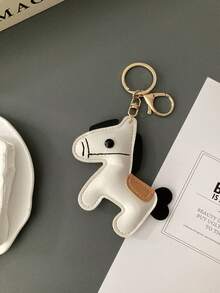 1个可爱迷你小马钥匙扣，DIY配饰吊坠，适合派对、卡通装饰，皮革/PU材质，休闲百搭，优雅派对及街头时尚，合金材质，四季皆宜，可挂在包包/手机/车上，是送给她的贴心礼物，适合2025年各种节日、婚礼、复活节、圣诞节等场合，可作为包包挂饰、汽车装饰、送给老师、朋友、姐妹的礼物。