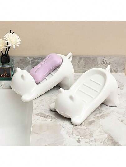 1pc Adorable Cat Soap Box - Featuring A Drainage Design And Ventilation Holes, These Soap Boxes Are Conveniently Placed In The Bathroom, Shower, Or Vanity Area, A Practical And Decorative Gift For Cat Lovers And Home Decor Enthusiasts