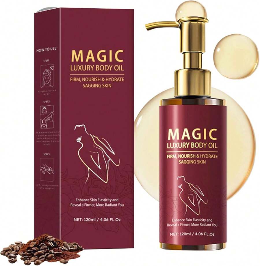 Magic Firming Body Oil & Anti Cellulite Massage Oils For Massage Therapy, Body Firming Oil For Crepe Skin, Cellulite Oils Skin Tightening & Stretch Marks Serum With Vitamin E, Men And Women - Đỏ - Xem 1