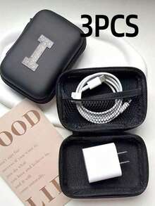 5/3/1 piezas Caja de almacenamiento de cuero PU con letra A-Z, Portador de tarjetas de juego, Organizador de caja de tarjetas de identificación/tarjetas/tarjetas de presentación, Adecuado para viajes, accesorios digitales, estuche para auriculares - Multicolor - Ver 60