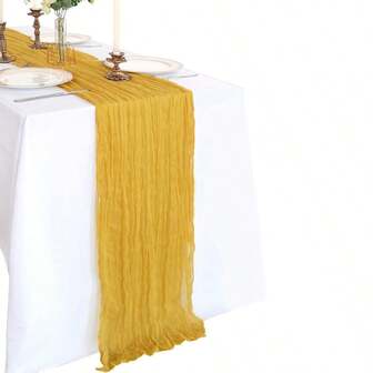 1개 강황 치즈 천 테이블 러너, 35x118인치 긴 쉬어 보헤미안 치즈 천 테이블 장식, 결혼식, 파티, 생일, 베이비 샤워, 가을/겨울 센터피스에 적합