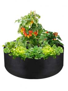 90*30cm Garden Flower Growing Bag Fabric Raised Planting Bed Bag Planter Pot With Handles Planting Pots For Herb Vegetable Plants Round - Black - View 7