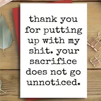 1 pieza Tarjeta de felicitación divertida "Gracias por aguantarme" - Perfecta para bodas, aniversarios, cumpleaños y el Día de San Valentín | Incluye sobre, regalo de aniversario de boda | Diseño travieso | Sobre elegante