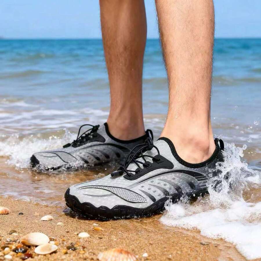 XIAXUE SCHUHE Einfarbige Farbverlauf Farbverlauf Gewebe Splice Aqua Schuhe Strandschuhe Fitness Sportschuhe, Ganzjährig - grau - Übersicht 1