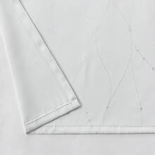1件白色遮光窗簾，帶銀箔線條圖案，現代聚酯纖維遮光窗簾，適用於居家臥室和客廳，最小尺寸適用於小窗戶 - 白色 - 查看 10