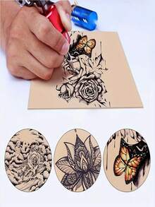 5/10pcs Blank Tattoo Practice Leather Pink Silicone Leather Pattern Embroidery Practice Leather Silicone Practice Leather Small Skin Color Practice Leather - Multicolor - View 1
