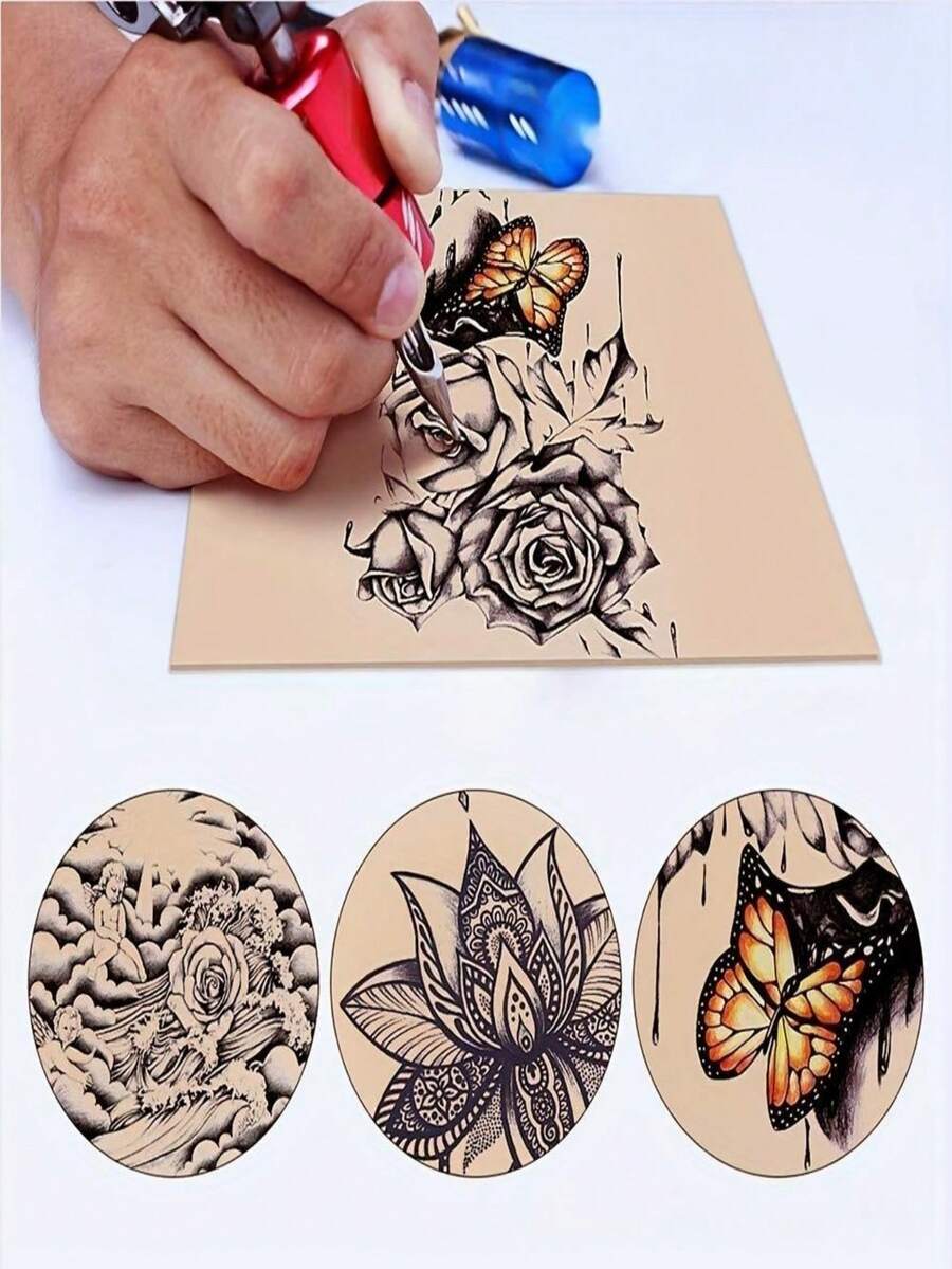5/10pcs Blank Tattoo Practice Leather Pink Silicone Leather Pattern Embroidery Practice Leather Silicone Practice Leather Small Skin Color Practice Leather - Multicolor - View 1
