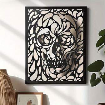 1 pieza Póster de lienzo sin marco, Arte moderno, Arte visual 3D de calavera, Pintura decorativa de pared de calavera, Regalo ideal para dormitorio, sala de estar, pasillo, arte de pared, decoración de pared, decoración de invierno, decoración de habitación