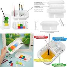 MyLifeUNIT Limpiador de pinceles de pintura, soporte para pinceles y organizadores con paleta para ílico, acuarela y pinturas a base de agua (blanco)(Blanco) - Multicolor - Ver 1