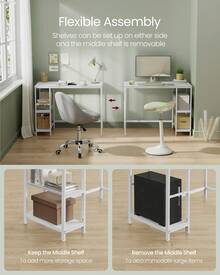 Computer Desk, Office Desk, 100 X 50 X 76 Cm, Modern Style, For Study, Bedroom, Living Room, Maple White - White - View 2