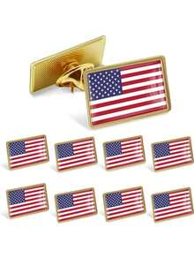 8件套 各国国旗金属方形徽章胸针配件