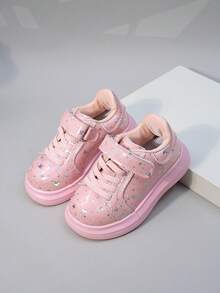 Giày thể thao bé gái phong cách mới thời trang có dây móc và vòng, giày chạy bộ đế dày cho trẻ mới biết đi và trẻ nhỏ, giày thể thao thông thường cho bé gái có in hình ngôi sao - Hồng - Xem 5