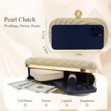 Gets Womens Pearl Clutch Purse Beaded Evening Handbag With Chain Bridal Wedding Party Bag Luxury Elegant Small Bag Formal Occasion Accessories Fashionable Chic Design - Vàng - Xem 6