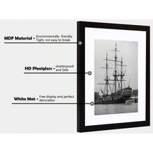9x12 Picture Frame Display Pictures 6 X 8 With Mat Or 9 X 12 Without Mat For Wall Mounting Display Photo Frames Black - màu đen - Xem 3