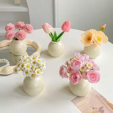 10/4/1pc Mini Dopamine Style Wide Mouth Ceramic Vase (Flowers Not Included), Room Artificial Flower Decor, Dried Flower Desktop Ornament, Home Decor, Photography Prop, Suitable For Bedroom, Porch, Holiday Decor, Valentine's Day Gift, Easter Decor, Indoor Decoration