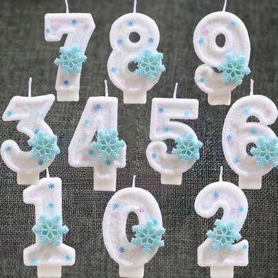 Digital Candle Set, 0-9 White Sparkling Digital Candles, Children's Party Birthday Cake Decoration