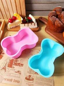 1pc Pink/1pcblue/2pcs Set Silicone Dog Bone Shaped Cake Molds, Non-Stick Baking Molds, Quick Release And Heat Resistant Cup Liners, Suitable For Dog Birthdays And Special Occasions - Multicolor - View 13
