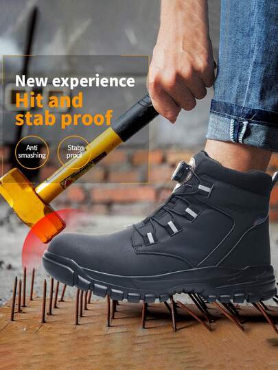 Unisex Work Training Safety Boots, Men's High-Top Steel Toe Sports Boots, Safety Trainers, Durable And Sturdy, Men's Work Boots, Work Shoes, Steel Toe Safety Training Shoes, Anti-Puncture Anti-Crush Cushioned Soles, All-Season Work Boots, Anti-Crush Anti-Puncture, Suitable For Outdoor, Hiking, Adaptable Design, Ideal Worker's Gift, Durable Rubber Outsole, Women's Work Boots, Work Shoes, Men's High-Top Safety Shoes