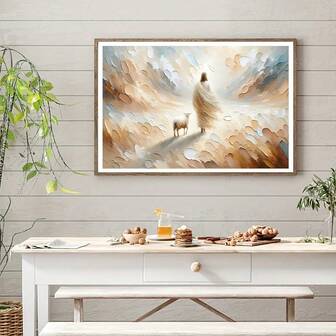 1pc Unframed Canvas Poster, Religious Art, God Leaves The 99, God With The Lost Sheep, Ideal Gift For Bedroom Living Room Corridor, Wall Art, Wall Decor, Winter Decor, Room Decoration