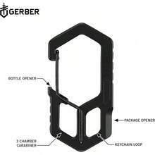 Gerber Multiherramienta y llavero, mosquetón de 3 cámaras, abridor de botellas y abridor de botellas, longitud: 6,1 cm, peso: 18 g, acero inoxidable, negro, 1075355 - Color negro. - Ver 8