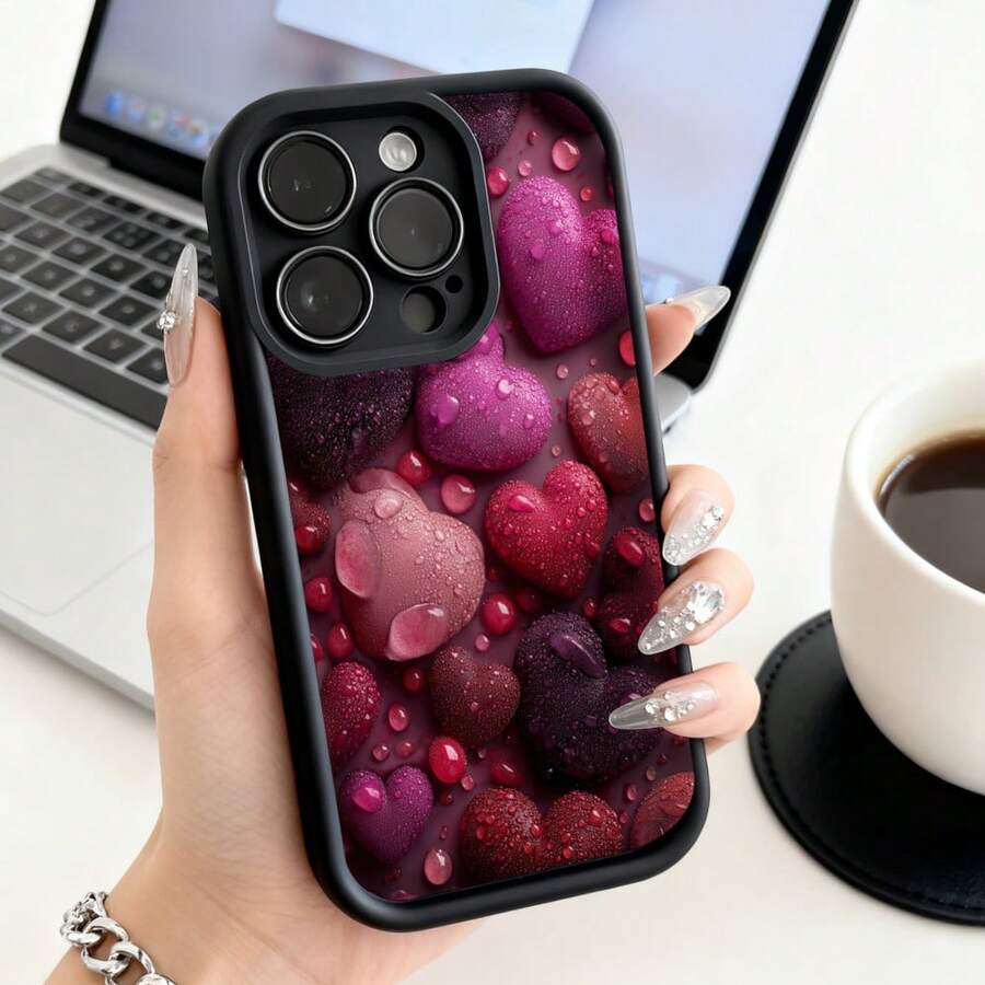 Cubierta de telefono con borde negro y diseño de frutas rojas brillantes con gotas de agua para 14 Pro Max ideal para uso diario y estilo modernoCompatible with various and models, this is a popular gift for friends or partners, suitable for business occasions. Duradera, resistente a las manchas y a las huellas dactilares, esta nueva funda para teléfono de hombres y mujeres es un gran regalo. - Blanco - Ver 1