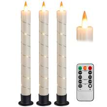4Pcs/1PC Flameless Taper Candles, Battery Taper Candles Flickering Flame With Embedded Star String, Candle Sticks Battery Powered With Remote Control, Timer Function Ideal For Christmas - Ivory - View 14