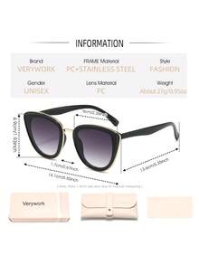 Verywork 1 pieza Gafas de mujer con montura de ojo de gato, lentes degradados, diseño clásico, vintage, elegante e intelectual de marca de pasarela, para vacaciones tropicales en la playa, conciertos, bodas, verano y salidas de moda - Multicolor - Ver 6