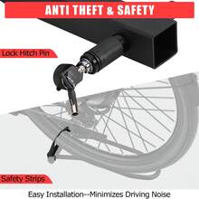 Portabicicletas de enganche, portabicicletas plegable inteligente sin oscilaciones para 2 bicicletas eléctricas con candado, enganche de 2" compatible con neumáticos anchos de hasta 5.5" para automóviles, SUV y camionetas - Negro - Ver 4