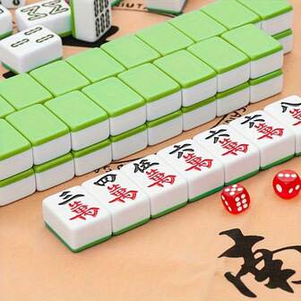 144-Piece Deluxe Professional Mahjong Set - Classic Chinese Tile Game, Premium PVC Construction, Strategic And Social Entertainment For Adults, Essential For Family Gatherings And Travel - Designed For Enthusiasts, Perfect For Home Entertainment And Travel