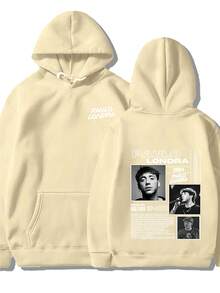 Sudadera con capucha beige para hombres - Patrón de cantante de Paulo Londra impreso - Sudadera de estilo urbano de manga larga - Lavable aáquina, ropa de otoño e invierno - Unisex, adecuada - Negro - Ver 6