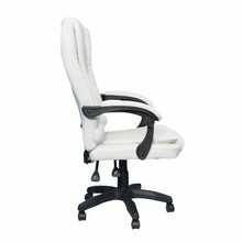 DASCK Sillón de Oficina Reclinable – Cuero Sintético Blanco, Altura Ajustable, Base Giratoria y Apoyabrazos Acolchados – Silla de Dirección Ergonómica - Blanco - Ver 6