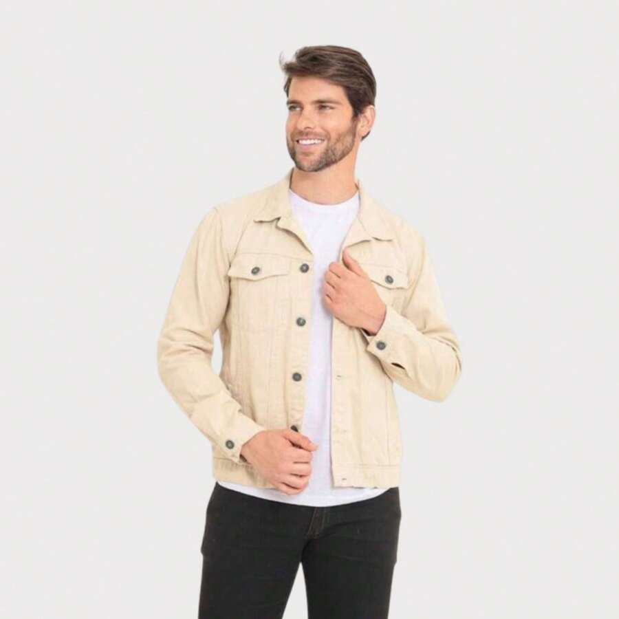 MILLE MODAS MEN'S JEANS JACKET - 米色 - 查看 1