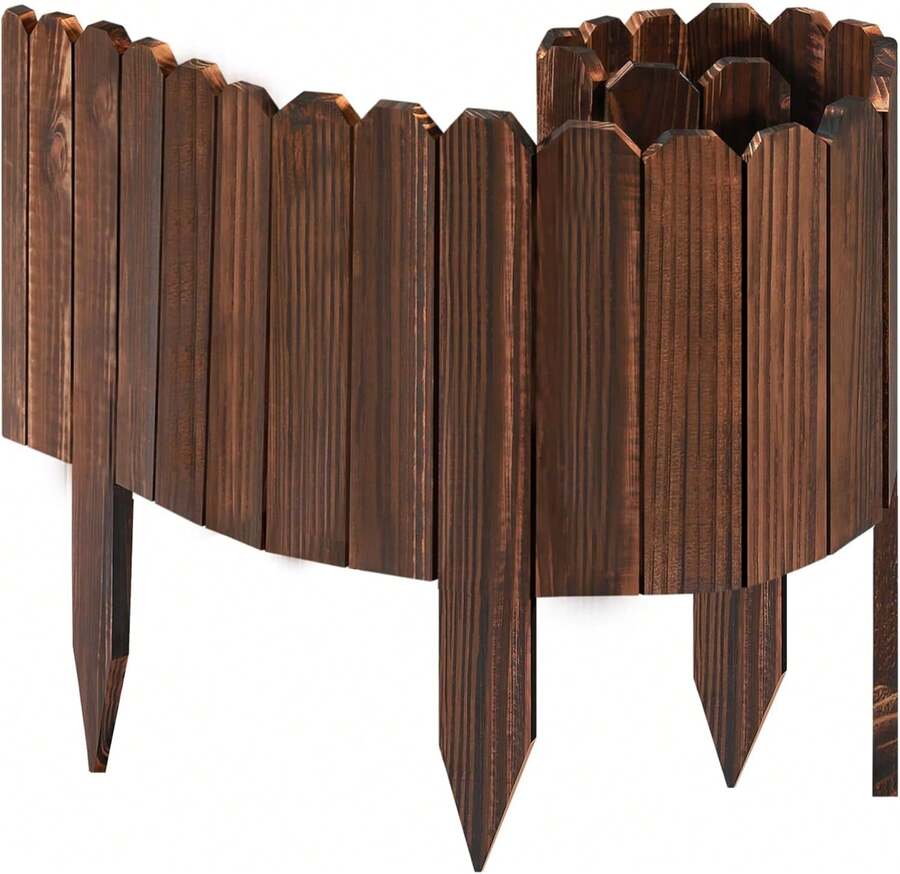 Wood Garden Edging, 1 9. H 4 Ft L. Wooden Garden Fence Decorative Landscape Border Edging, Courtyards Planting Fence Tree Fences - 1 PCS 9.8in H By 4ft L - View 1