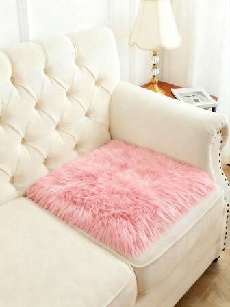 1pc Soft Fluffy Faux Fur Square Seat Cushion, Available In Multiple Colors, Plush Rug/Mat, Easy To Clean And Store, Multipurpose For Living Room, Bedroom, Dorm, Office Chair, Home Sofa, Home Decor Carpet