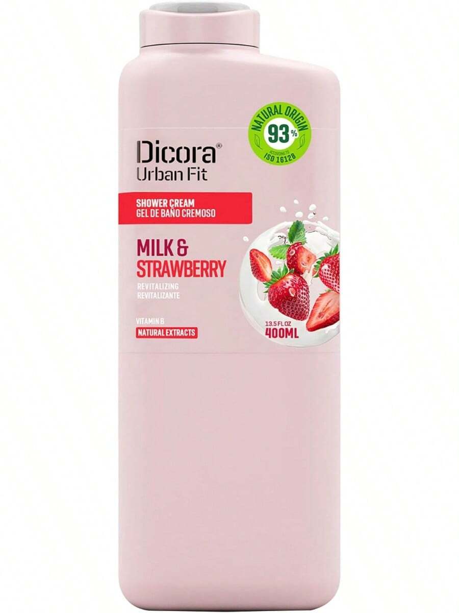 Dicora Urban Fit Gel de Ducha Nutritivo - Gel de Baño Natural para Mujeres y Hombres para Nutrición Profunda - Aroma Duradero - Leche y Fresa - 400 ml - 1 - Ver 1