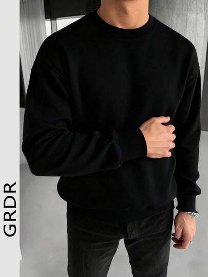  GRDR 男士纯色长袖休闲宽松圆领卫衣