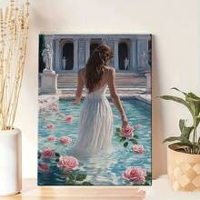 Arte en lienzo de dama elegante con vestido blanco y marco de madera - Escena junto al tranquilo lago con rosas rosadas, perfecto para decoración de hogar, oficina o sala de estar, pinturas decorativas planas para sala de estar, póster con marco, pósters, pinturas de pared, marcos de fotos, Virgen de Guadalupe, salas de estarcuadros decorativos para sala,poster,con marco,posters,cuadros para la pared ,marcos para cuadros,cuadro,virgen de guadalupe,salas - transparente - Ver 6