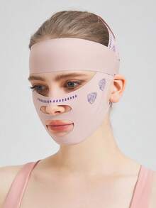 1pc V-Shaped Face Bandage Fashion Sleep Mask Facial Elastic Mask [Random Pattern]