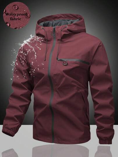 男士连帽抽绳软壳防风夹克，运动休闲风，正面大口袋，侧边拉链口袋，适合日常穿着，百搭流行款。