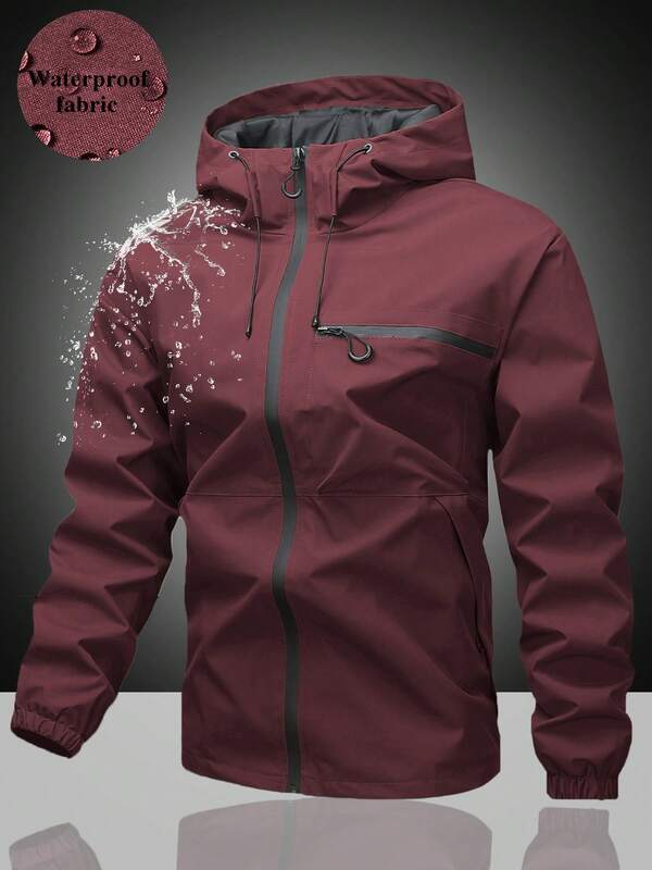 Chaqueta cortavientos con capucha y cordón ajustable de caparazón blando para hombres, casual deportiva con bolsillo grande delantero, bolsillos laterales con cremallera, adecuada para uso diario, chaqueta versátil y popular