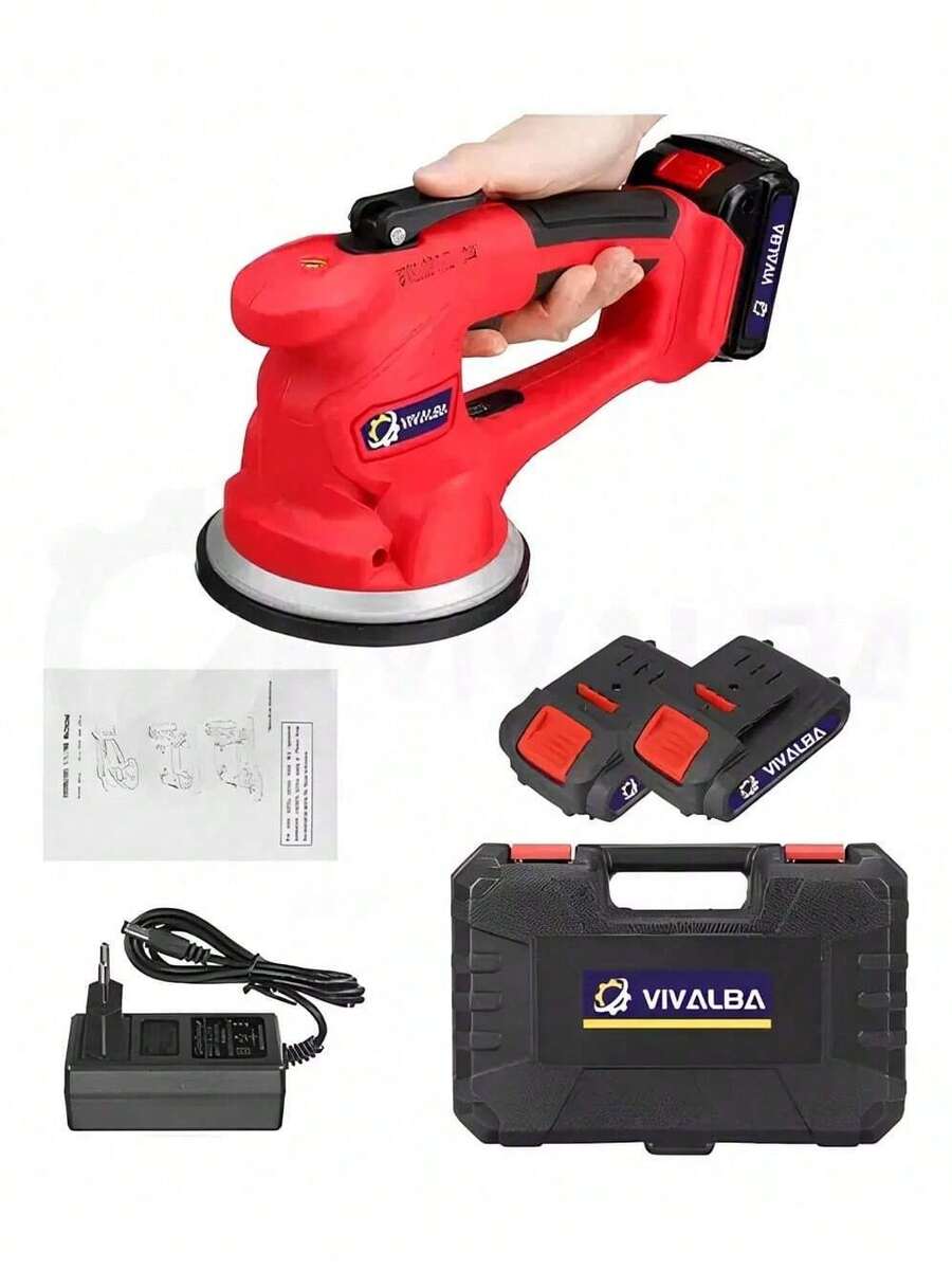 Tile Vibration Installation Tool - Machine, Tile Vibrator for Automatic Leveling, Tile Floor Laying Tool, Vibration Frequency 0-150Hz, 21V Laptop Vibrator with 6 Adjustable Speed, Supports Tiles Up to 150kg. - Rojo - Ver 1