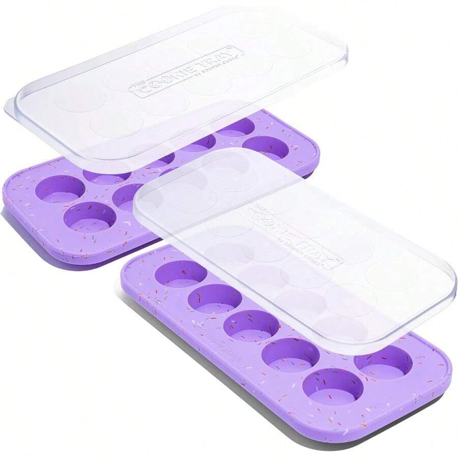 Silicone Cookie Dough Freezer Tray - Perfect For Freezing And Storing Cookies, Mini Chocolates, Mini Egg Bites, Peanut Butter Cups And More - Lavender With Sprinkles - 2-Pack - Default - View 1