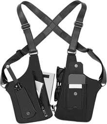 Leather Shoulder Armor Hidden Underarm Strap Wallet Adjustable Anti Pickpocket Accessories With Double Bag For Men, Women Leather Armor (Can Hold A Mobile Phone) - 黑色 - 查看 1