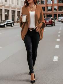 New Arrival High-Fashion Women's Knit European Style Elegant Batwing Sleeve Cardigan - Brown - View 3
