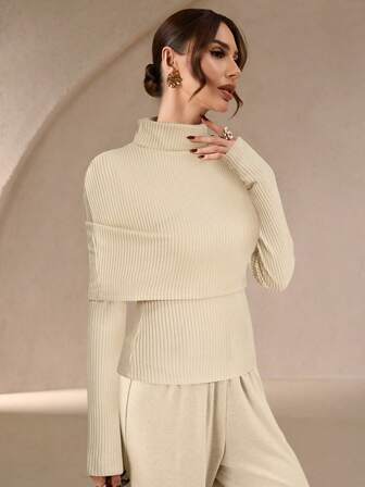 Amarilo Autumn & Winter Urban Ladies' Long-Sleeve Two Pieces Suit – Faux Wool, High Collar With Lapels, Wrap Style, Ideal For Daily Leisure, Casual Business & Old Money Style